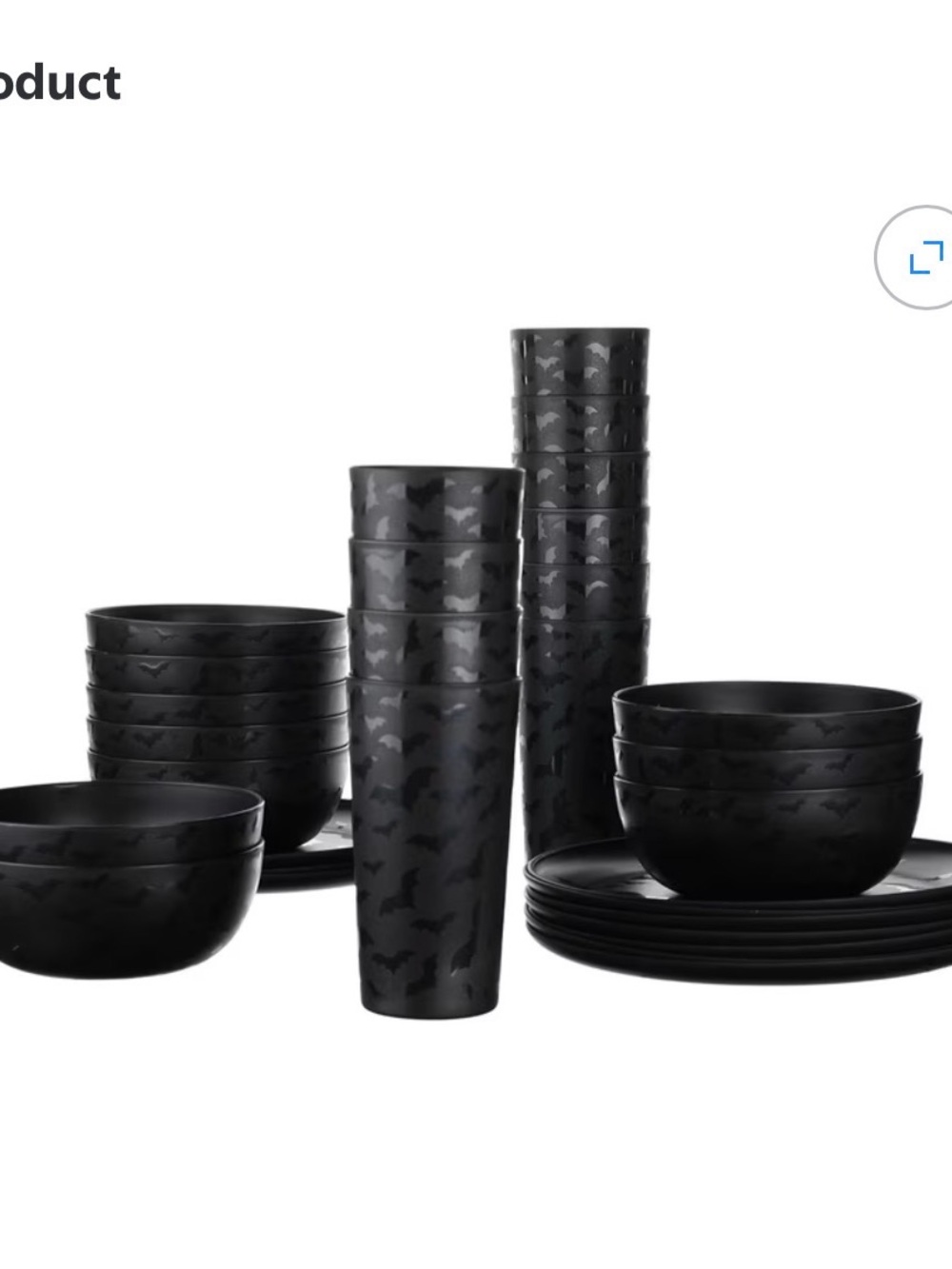 Mainstays Black Matte Halloween Dinnerware Set